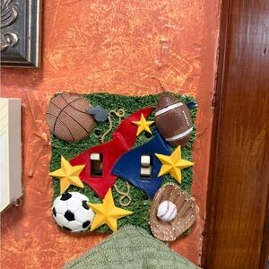 Vintage Sports Themed Light double Switch Cover